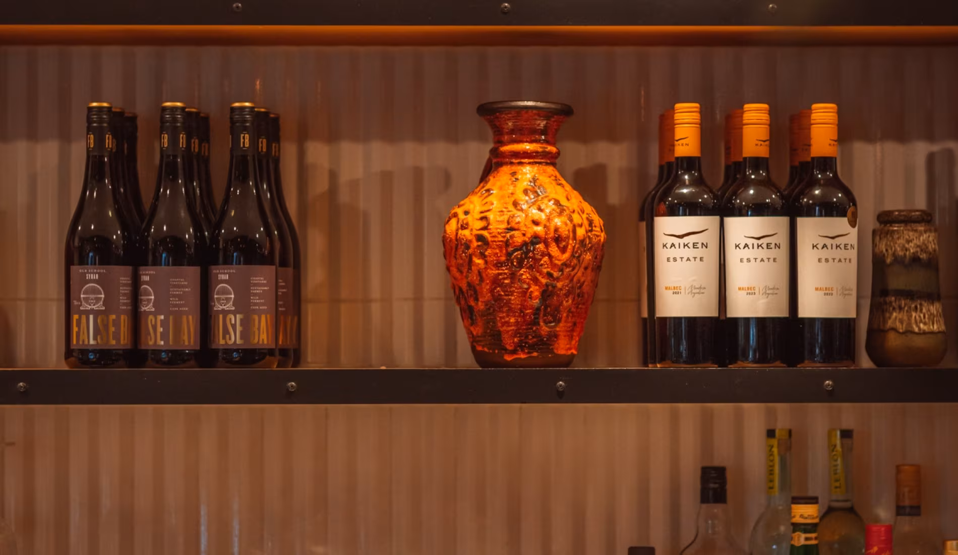 Bottles of beer and wine on the shelves at The Lemonman