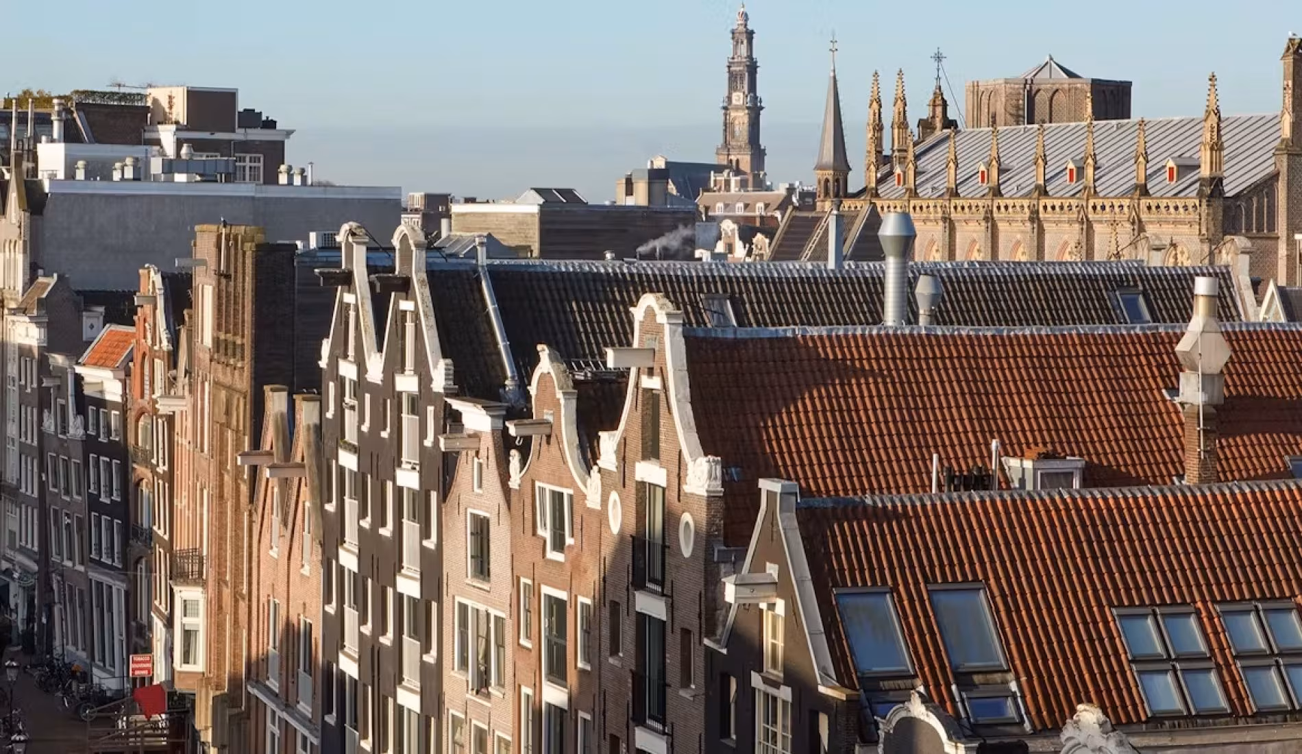 Amsterdam canal houses and rooftops around the Kimpton De Witt hotel